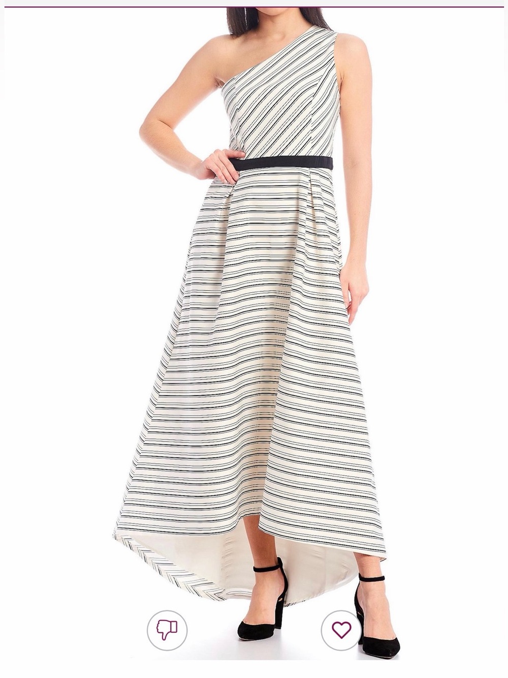 🆕Halston Heritage One-Shoulder Black and White Striped Dress